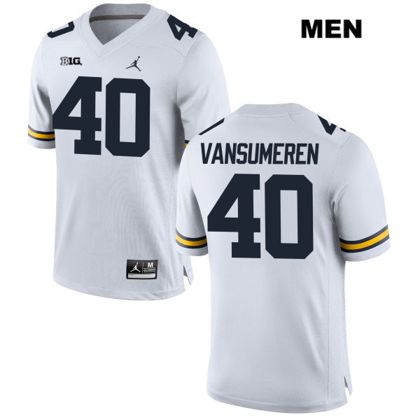 Men's NCAA Michigan Wolverines Ben VanSumeren #40 White Jordan Brand Authentic Stitched Football College Jersey KE25N30IN